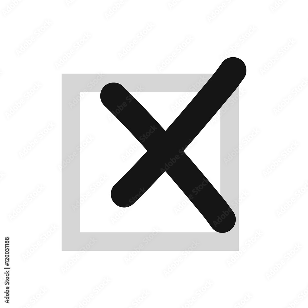 Cross in box icon in flat style isolated on white background. Click and choice symbol vector illustration Cross in box icon in flat style isolated on white background. Click and choice symbol vector illustration