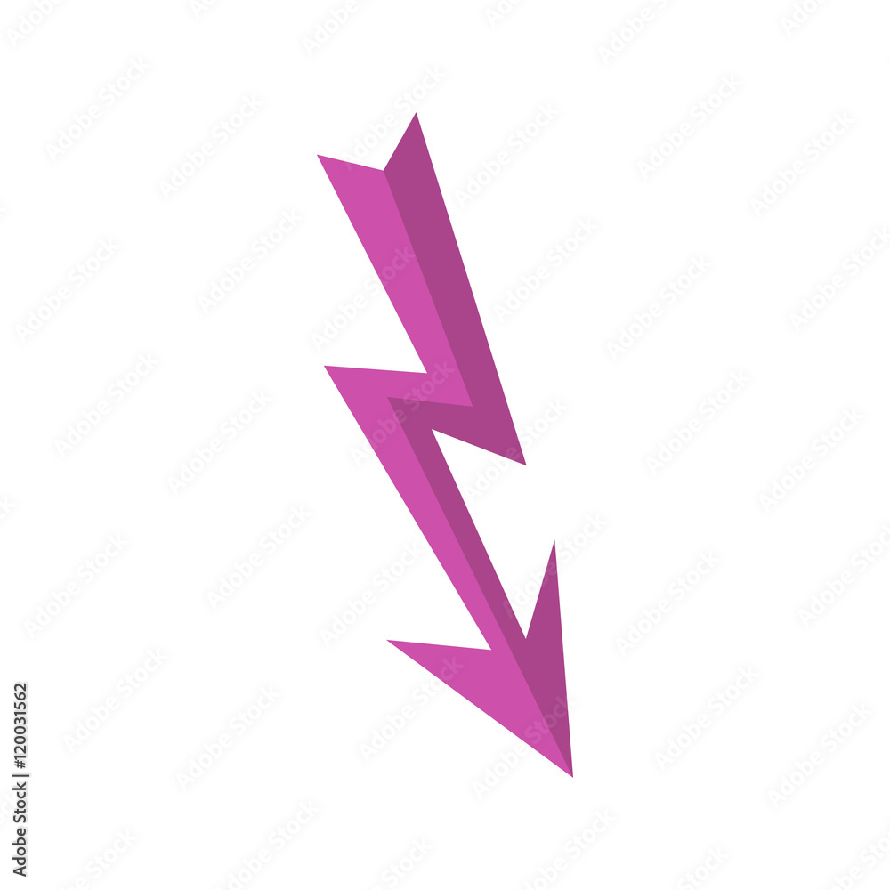 Arrow lightning icon in flat style isolated on white background. Pointer symbol vector illustration Arrow lightning icon in flat style isolated on white background. Pointer symbol vector illustration