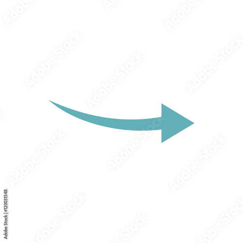 Curve arrow icon in flat style isolated on white background. Pointer symbol vector illustration
