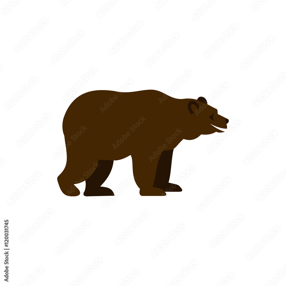 Bear icon in flat style isolated on white background. Animal symbol vector illustration