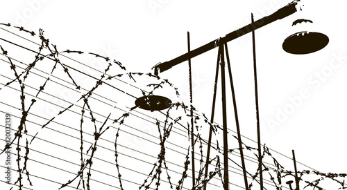 lamp and barbed wire