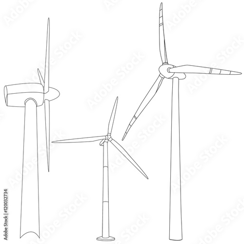 Wind turbine illustration. Vector.
