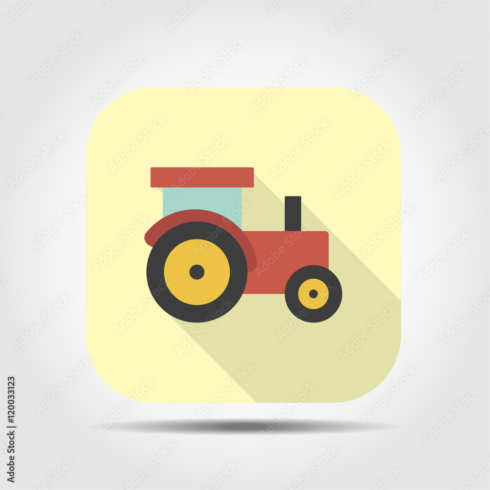 tractor flat icon with long shadow tractor flat icon with long shadow
