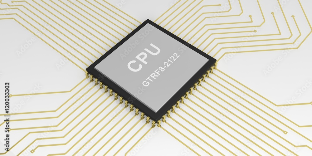 Electronic circuit cpu processor. 3d illustration Stock Illustration ...