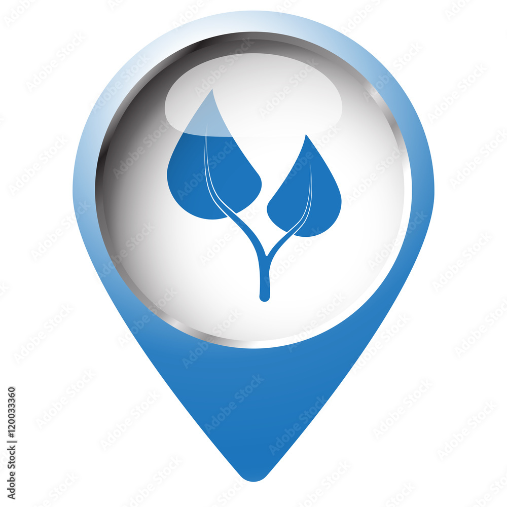 Map pin symbol with Medical Herbs icon. Blue symbol on white bac Map pin symbol with Medical Herbs icon. Blue symbol on white bac