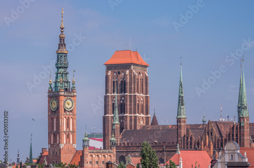 Historical center of Gdansk, town hall and St. Mary's Church
