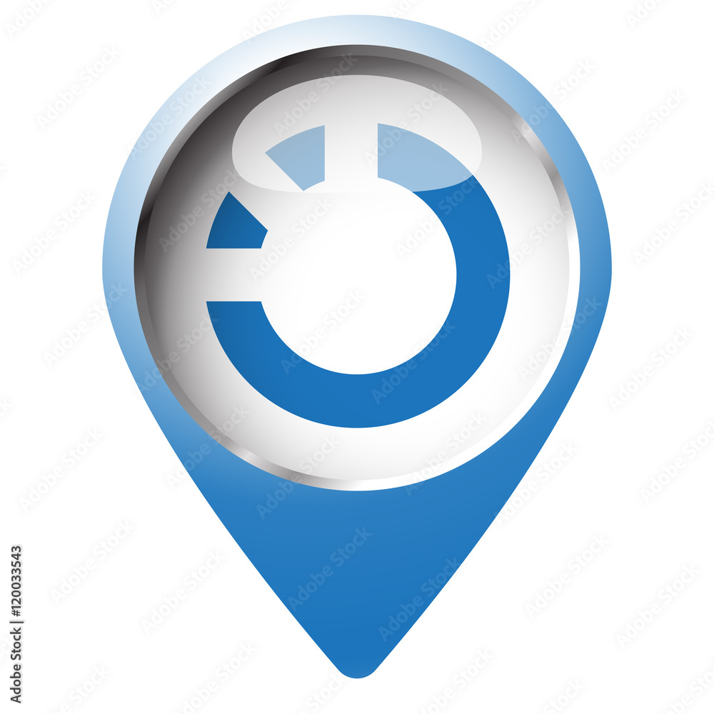 Map pin symbol with Loading icon. Blue symbol on white backgroun Map pin symbol with Loading icon. Blue symbol on white backgroun