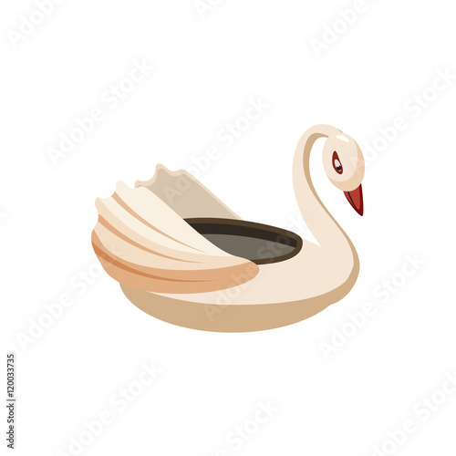 Bumper boat swan icon in cartoon style isolated on white background. Attraction symbol vector illustration