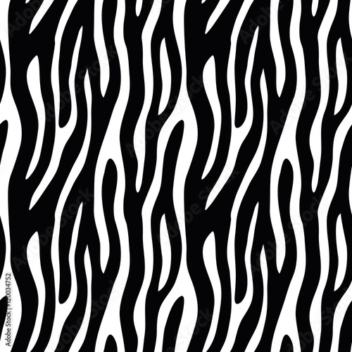 Abstract animal print. Seamless vector pattern with zebra/tiger stripes. Textile repeating animal fur background.