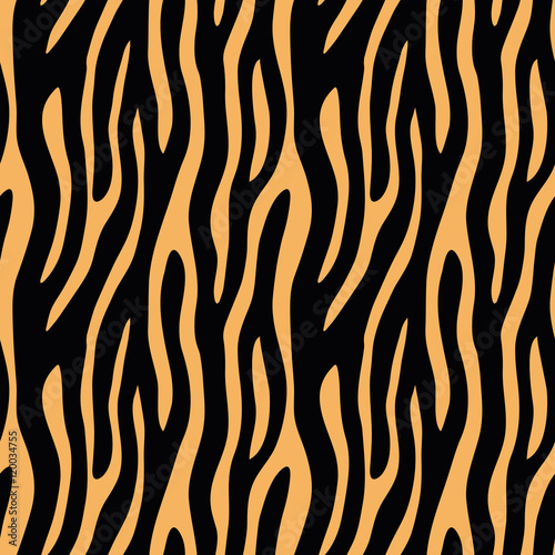 Abstract animal print. Seamless vector pattern with zebra/tiger stripes. Textile repeating animal fur background.