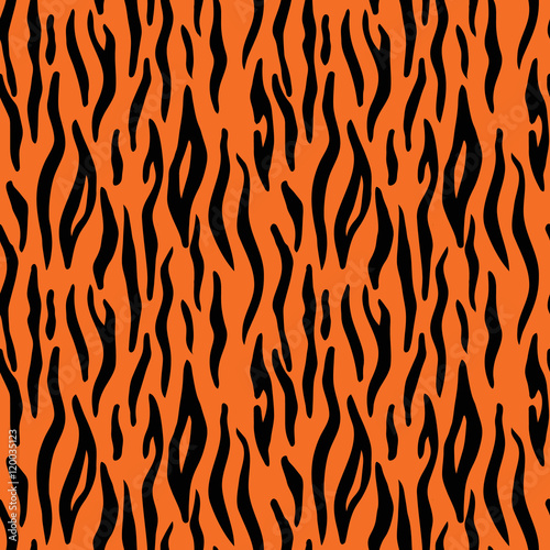 Abstract animal print. Seamless vector pattern with tiger stripes. Textile repeating tiger fur background 