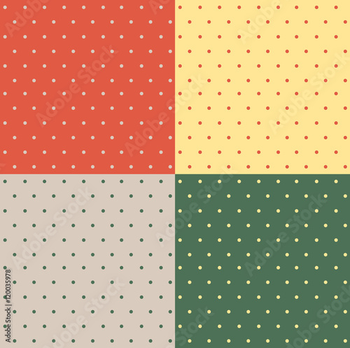 Fototapeta Naklejka Na Ścianę i Meble -  Set of retro patterns with polka dots
