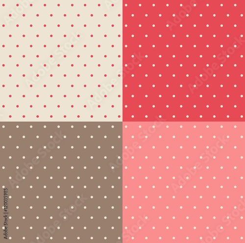 Fototapeta Naklejka Na Ścianę i Meble -  Set of retro patterns with polka dots