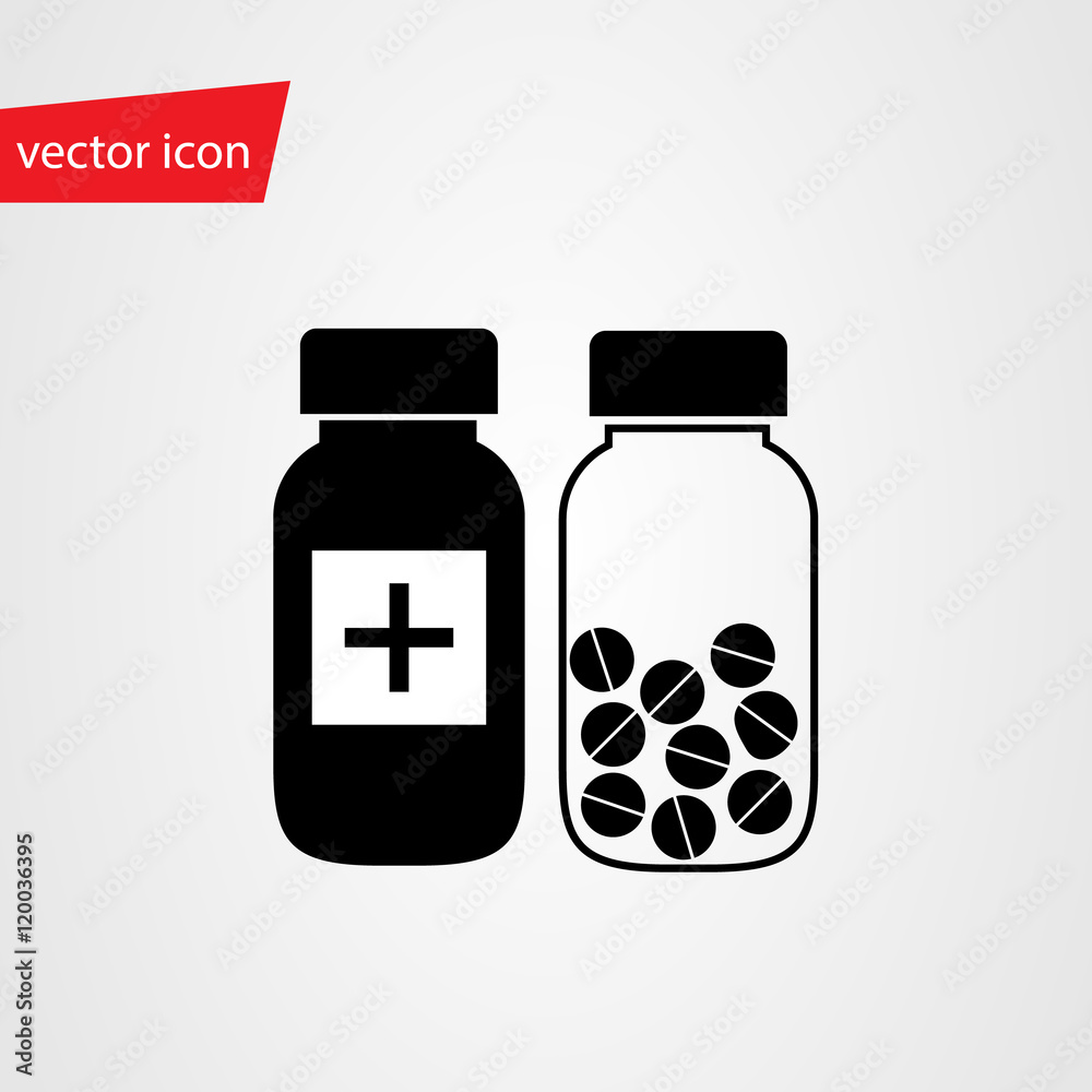 Vector pills bottles in flat style Vector pills bottles in flat style