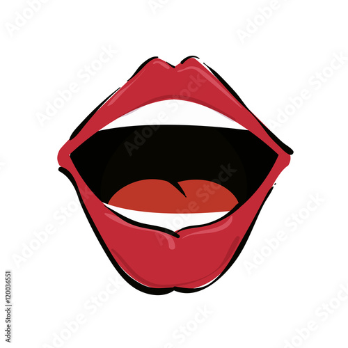 mouth red lips cartoon sensuality expression vector illustration