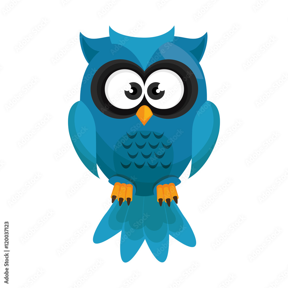 Naklejka premium owl bird cartoon animal nature cute wisdom vector illustration