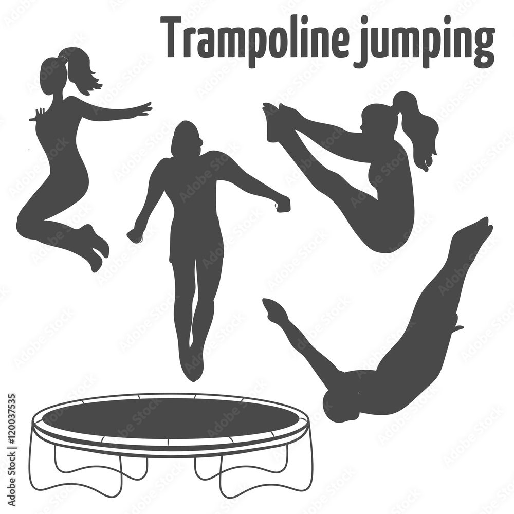 Vecteur Stock People jumping on the trampoline. Trampoline icons. Logo  design. | Adobe Stock