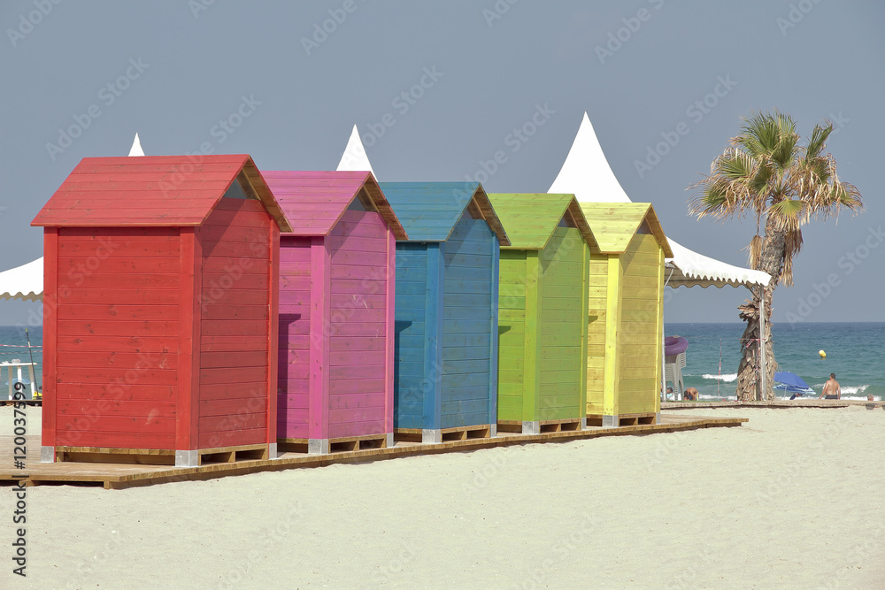 colorful beach huts