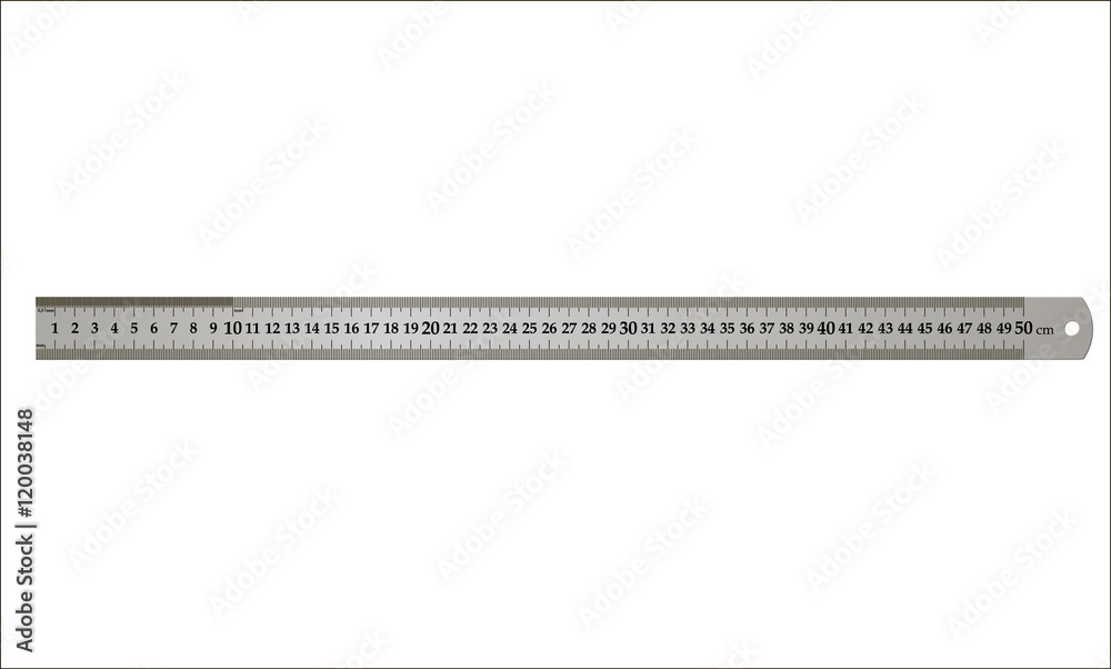 Metal building ruler, isolated on white background, realistic vector illustration Metal building ruler, isolated on white background, realistic vector illustration