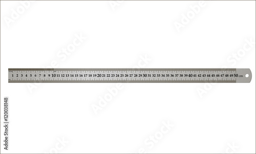 Metal building ruler, isolated on white background, realistic vector illustration