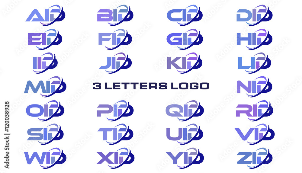 3 letters modern generic swoosh logo AID, BID, CID, DID, EID, FID, GID,  HID, IID, JID,