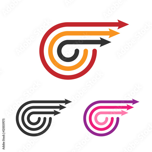Logo Template Set. Three Arrows. Line Style Logotype. Vector.
