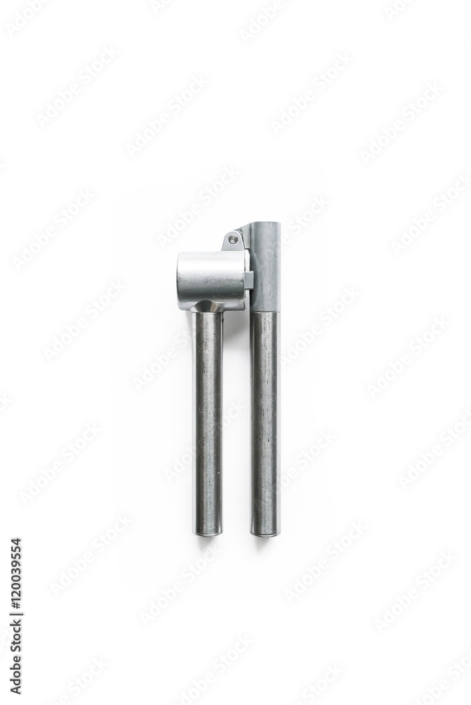 old garlic grater isolated on white background seen from above old garlic grater isolated on white background seen from above