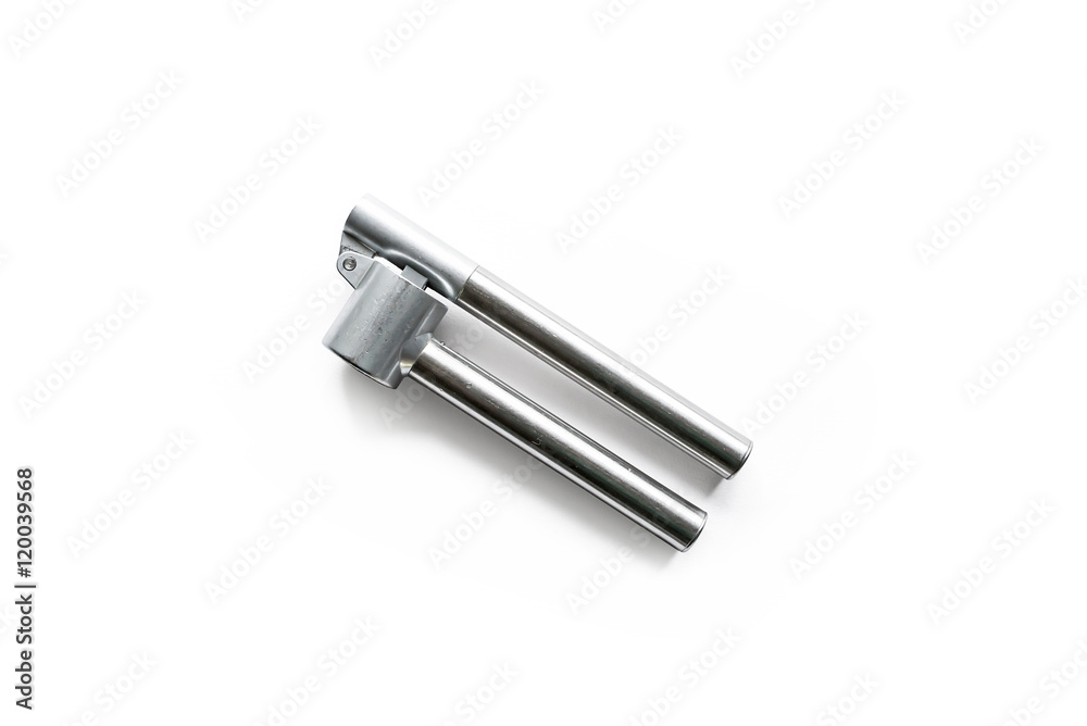 old garlic grater isolated on white background seen from above old garlic grater isolated on white background seen from above