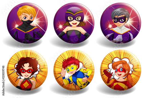 Superhero on round badges