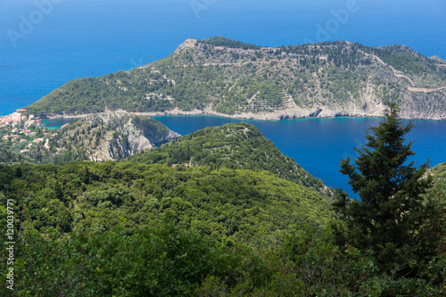 View of Assos village and beautiful sea bay, Kefalonia, Ionian islands, Greece