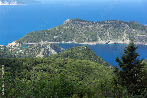 Amazing View of Assos village and beautiful sea bay  Kefalonia  Ionian islands  Greece