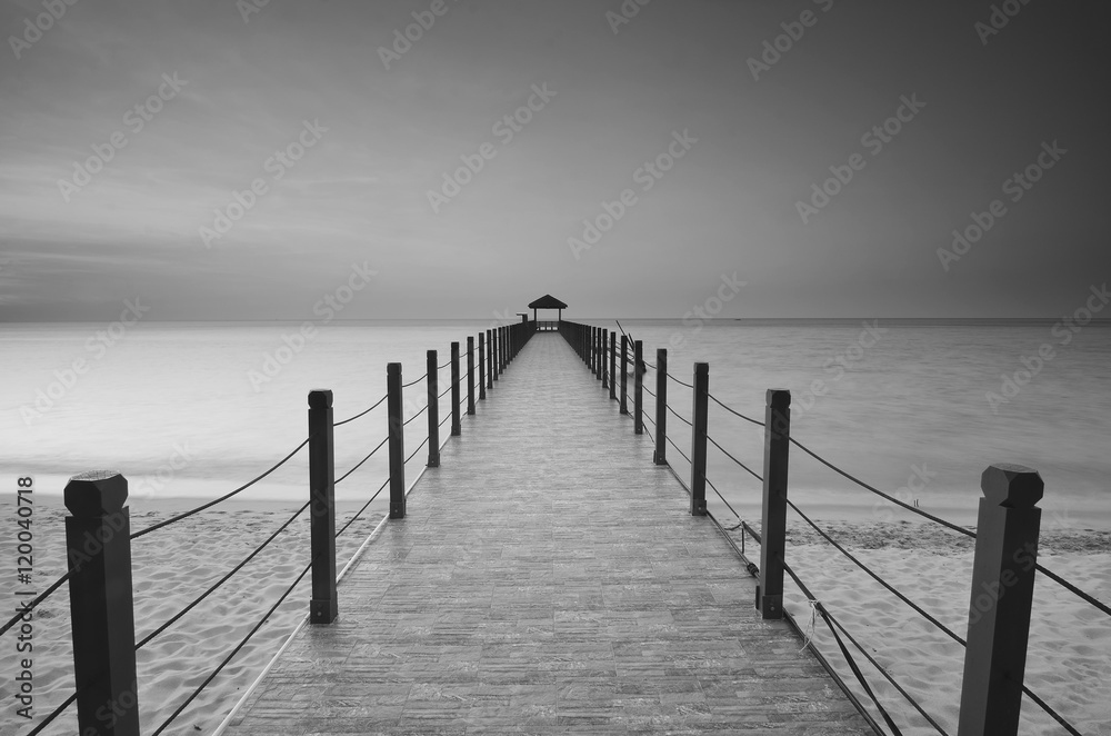 Black and White view at fisherman jetty.