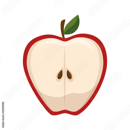 red apple sliced fruit food agriculture healthy lifestyle vector illustration