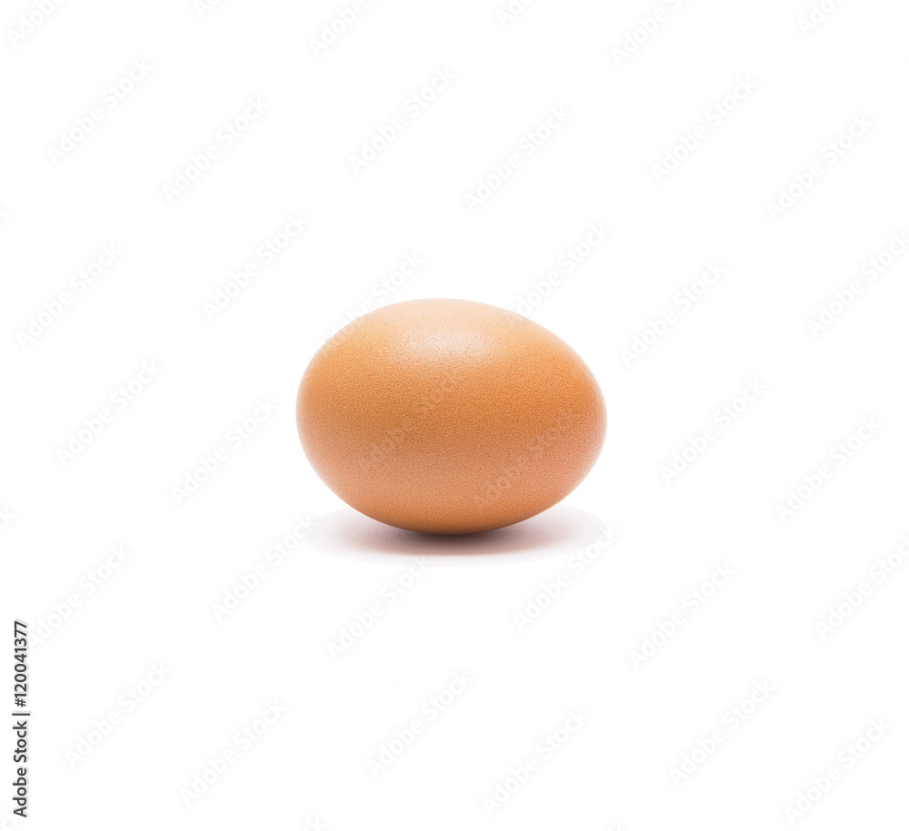 Beautiful single brown chicken egg isolated on white background