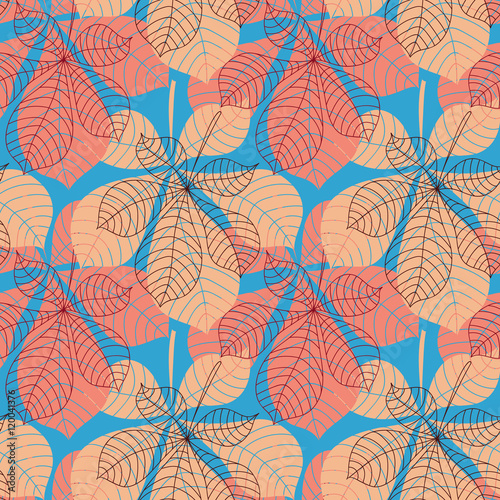 Seamless background with colorful autumn leaves. Vector illustration.