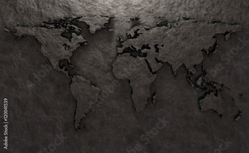 Stone relief of a world map