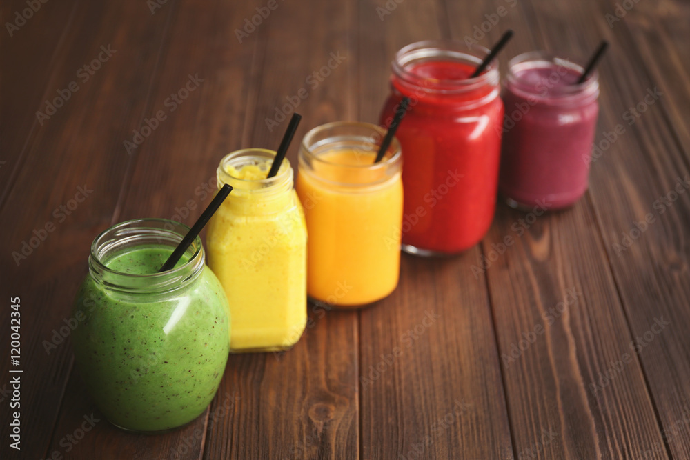 Refreshing fruit smoothie on table Refreshing fruit smoothie on table