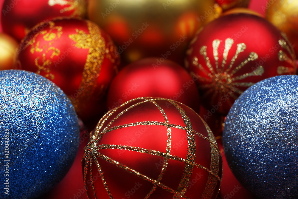 Colourful Christmas decorations, close up Colourful Christmas decorations, close up