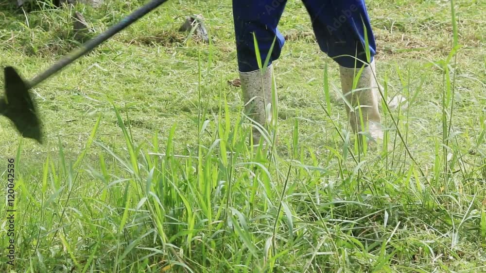 A man mowing the grass A man mowing the grass