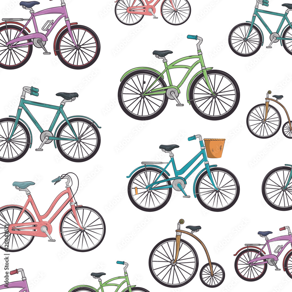 classic bicycle background. bike wallpaper. colorful vector illustration  Stock Vector | Adobe Stock