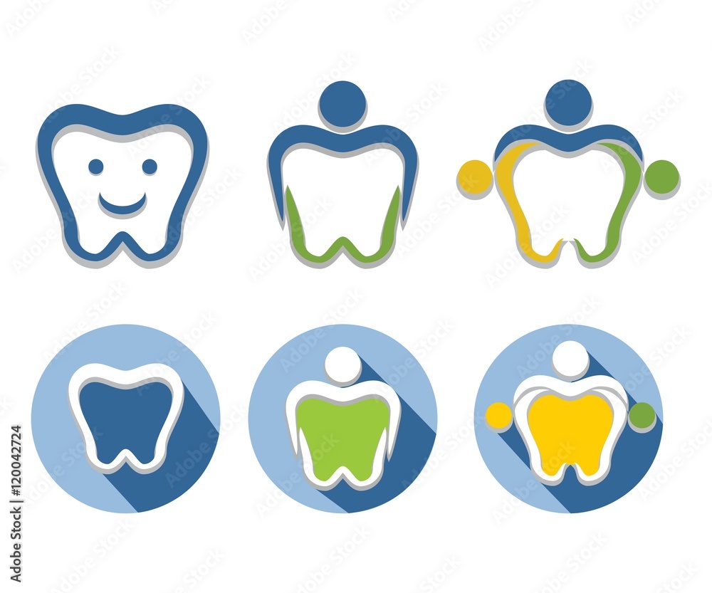 ental community, dental health, dental family logo set ental community, dental health, dental family logo set