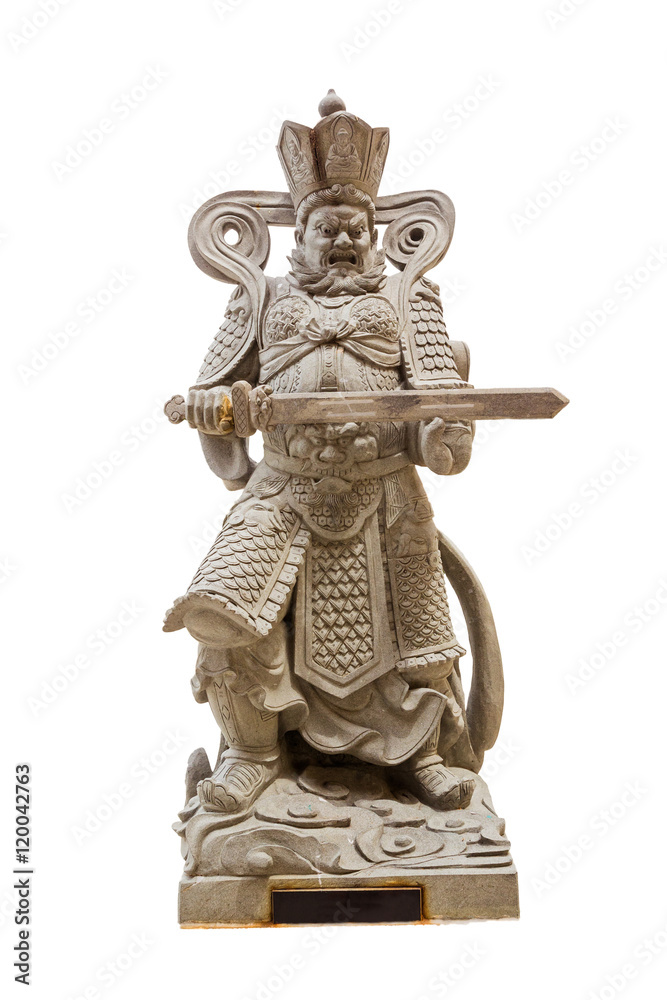 Chinese god with sword isolated on white background Chinese god with sword isolated on white background