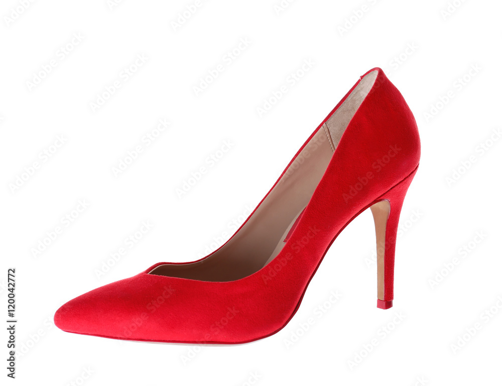 Woman's high heel shoe on a white background