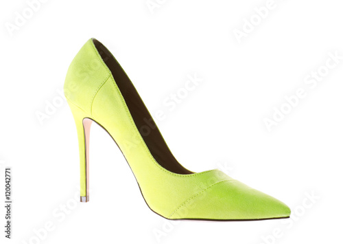 Woman's high heel shoe on a white background