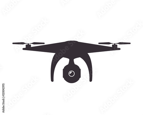 drone device unmanned aircraft  with portable camera. silhouette vector illustration