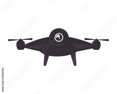 drone device unmanned aircraft  with portable camera. silhouette vector illustration