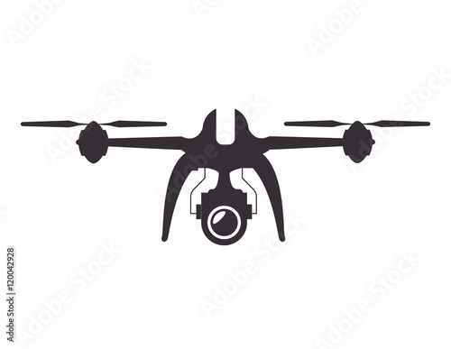 drone device unmanned aircraft  with portable camera. silhouette vector illustration