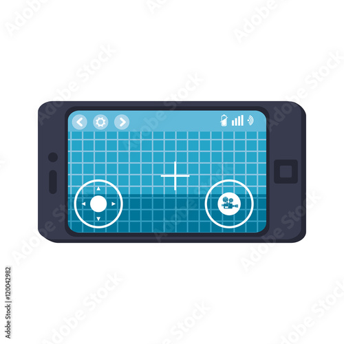 smartphone mobile technology device with control game in screen. vector illustration