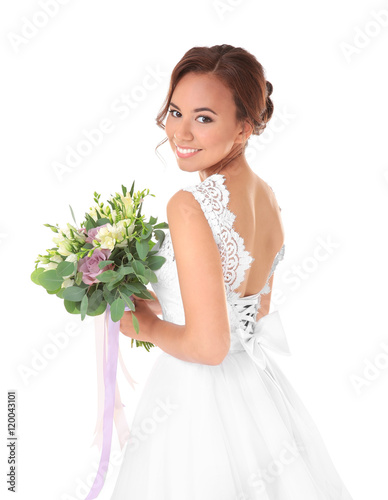 Beautiful bride with weddin...