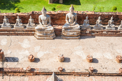 Ayutthaya temple ruins, Wat Maha That Ayutthaya as a world heritage site, Thailand. Ayutthaya historical park. Cloister of temple. Ayutthaya Art History. photo